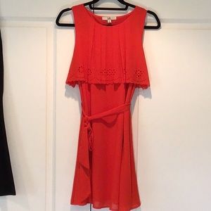 Silk Eyelet Orange Dress - S
